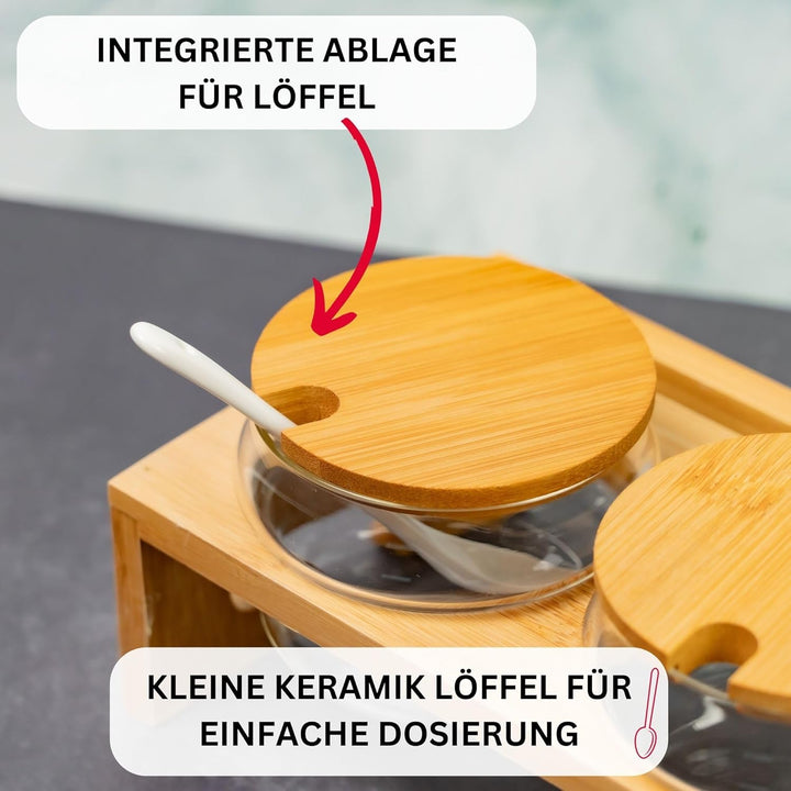 Westmark Marmeladenbar/Gewürzregal, Set 13-tlg., 1 Ständer + 4 Gläser + 4 Deckel + 4 Löffel, Breite: