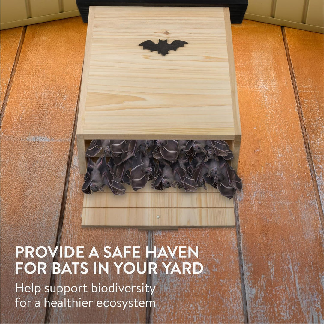 Navaris Fledermauskasten Gross - Geräumig und grosszügig - Aus Massivholz - Schwarzes Dach - Flederm