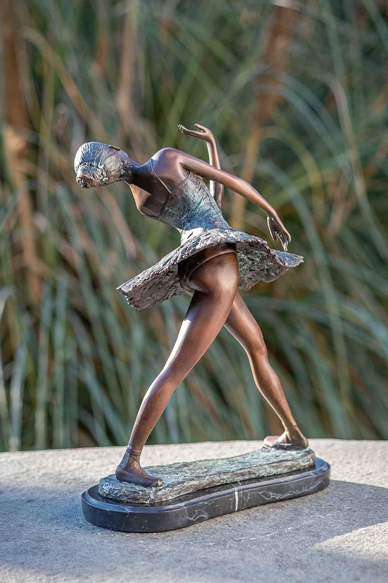 IDYL Bronze-Skulptur Ballerine 31 cm | 32x15x24 cm | Klassische Bronze-Figur handgefertigt | Gartens