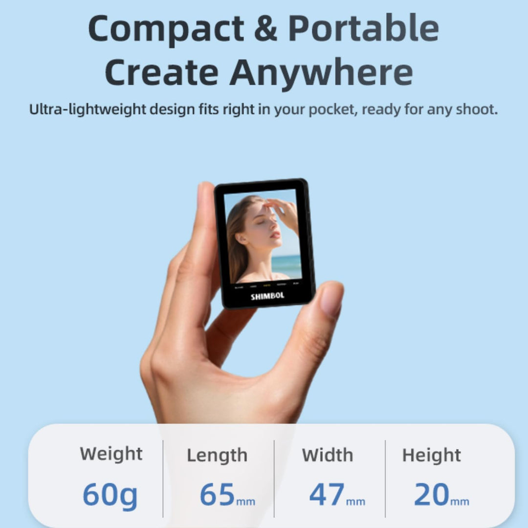 SHIMBOL CP5 Mini 2 Selfie Monitor Screen – Externes Display für Smartphone Rückkamera, 2.4" Vlog Scr