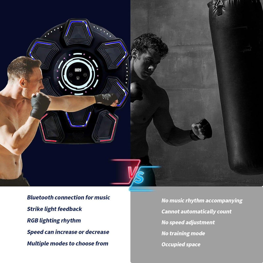Music Boxing Machine für Erwachsene, Wandmontierte LED Licht Bluetooth Musikboxing Maschine Schwarz-