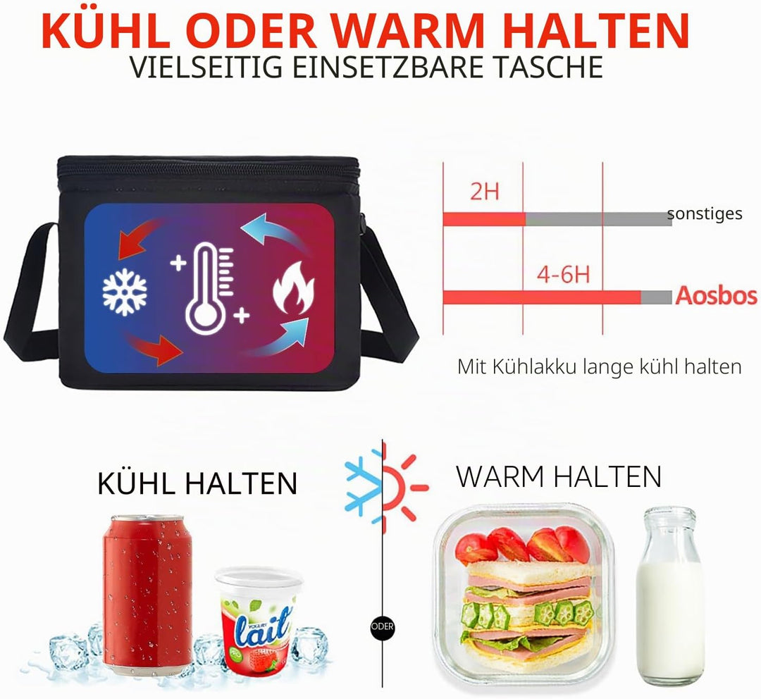 Kühltasche Klein Lunchbag Leicht Lunch Tasche Faltbar Isoliertasche zur Arbeit Schule Wasserdicht Kü