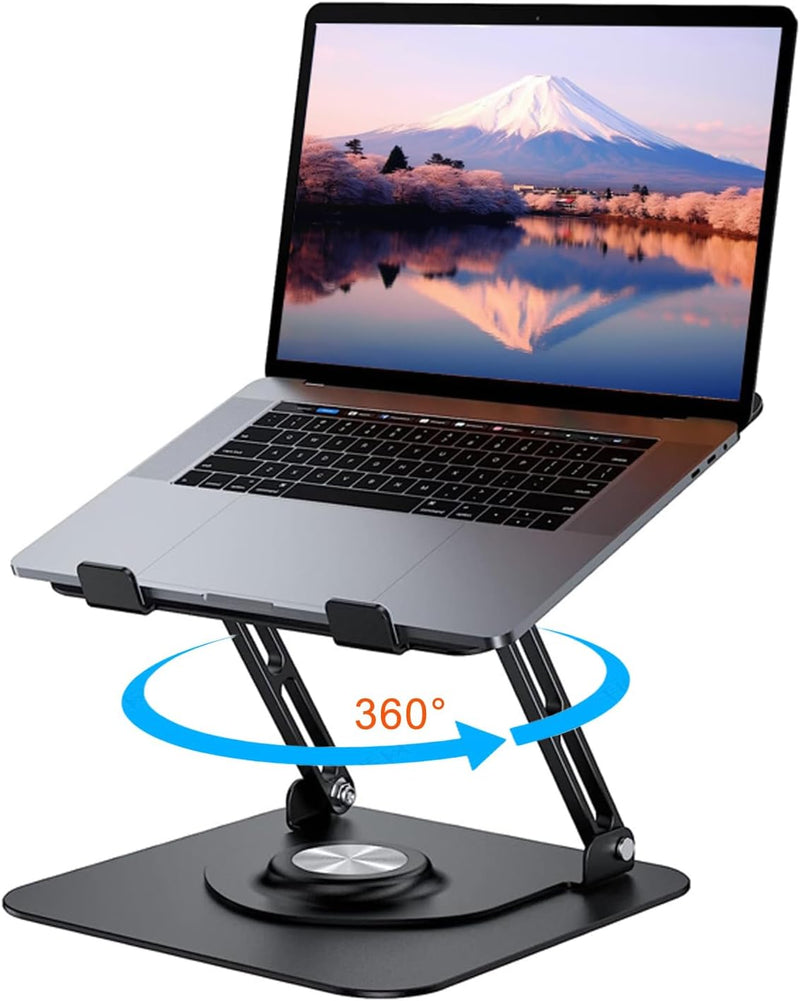 Laptop Stand with 360° Rotating Base, Height-Adjustable Laptop Stand, Ergonomic Foldable Notebook St