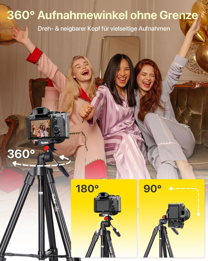 Rollei Compact Traveler Star S1 Stativ, 120cm Kompaktes Kamerastativ aus Aluminium Leichtes Videosta