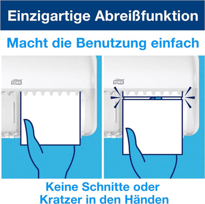 Tork 557000 Spender für Kleinrollen Toilettenpapier T4 in Weiss / Hygienischer Papierspender für Toi