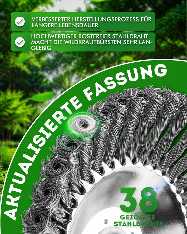 Wildkrautbürste Unkrautbürste Motorsense Freischneider Rundbürste für Motorsense 200 x 25,4 gezopfte