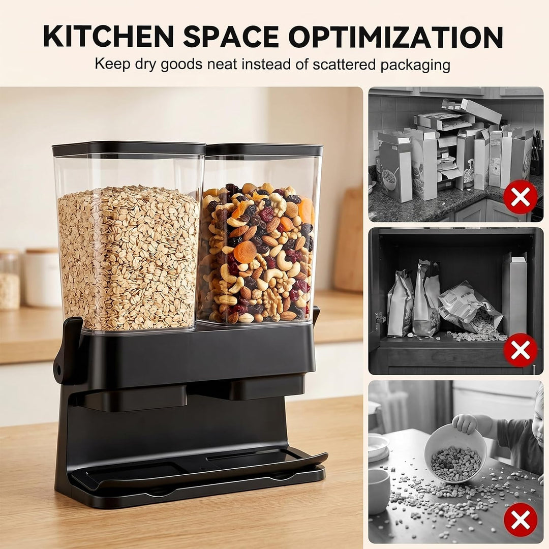 Müslispender 2er Pack, Müslispender doppelt,Doppelte 3L Luftdichte Müsli-Speicherkiste,Lebensmittels