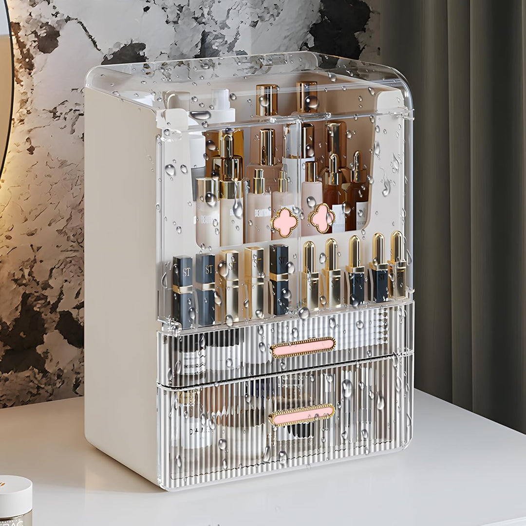 Make Up Organizer Kosmetik Aufbewahrung mit Deckel Schubladen Dustproof Cosmetic Schmink Organizer B
