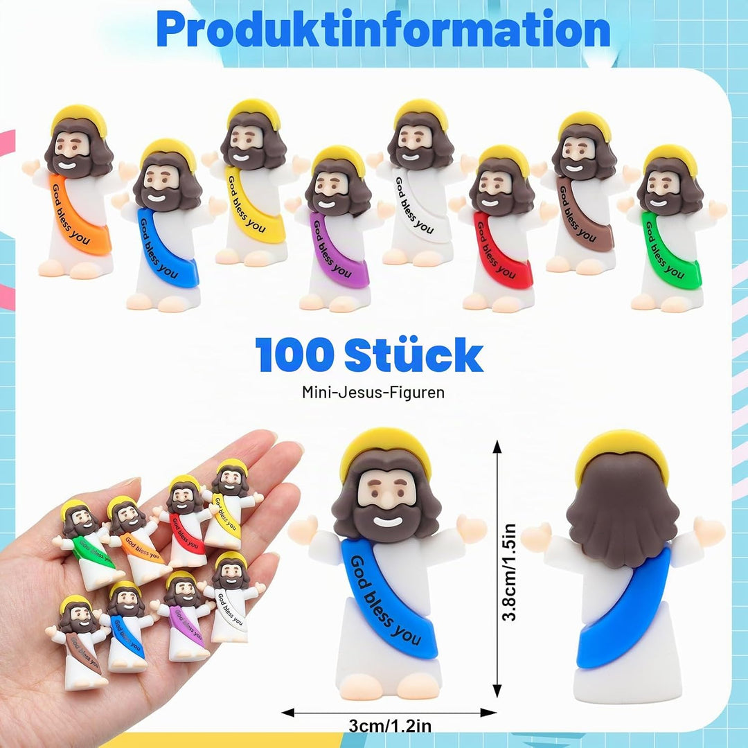 Yelakey Mini-Jesus-Figuren,100 Stück kleine Jesus-Figuren in Grosspackung, klassisch, religiös, Chri