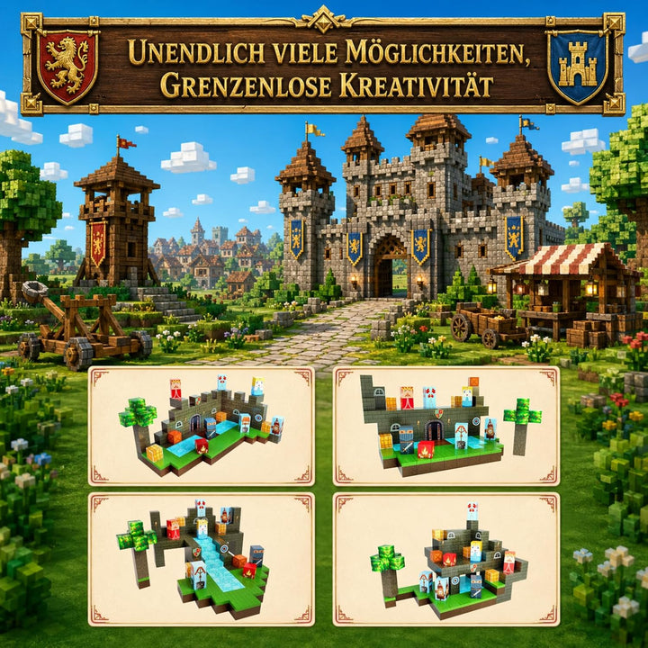 Spiele Kontor Magnetische Bausteine Ritterburg - 150 Stück Magnetbausteine | Kinderspielzeug für Jun