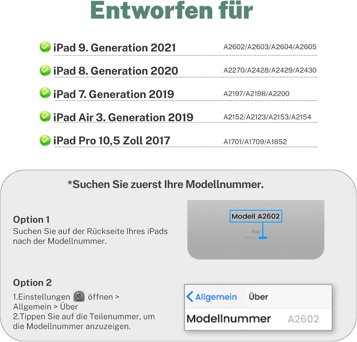 OYEEICE Hülle mit Tastatur für iPad 9/8/ 7 Generation 10,2 Zoll, Vergrösserte Anti-Falloff Tastenkap