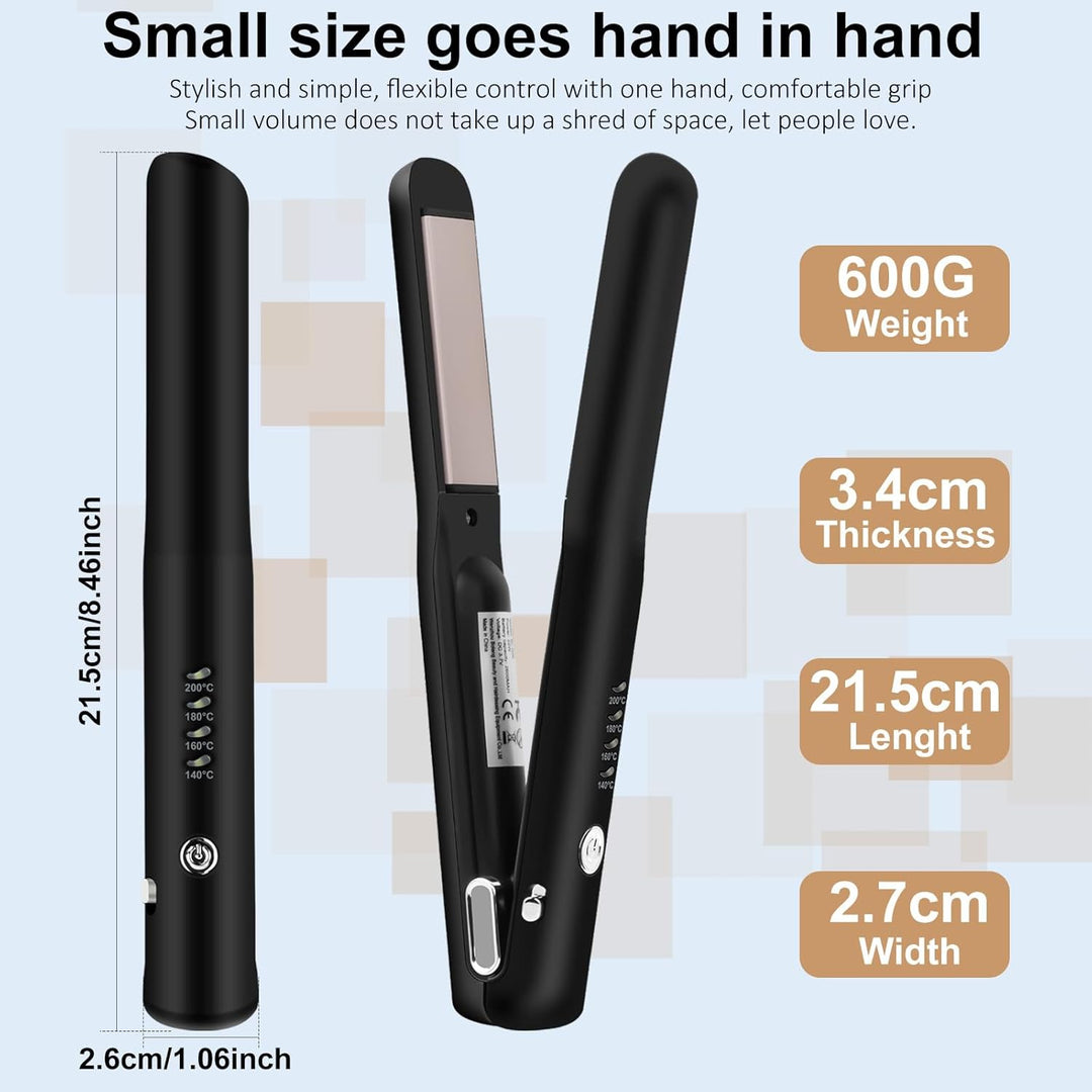 2 in 1 Glätteisen Kabellos und Lockenstab, Keramik Haarglätter zum Locken und Glätten, Mini Tragbare