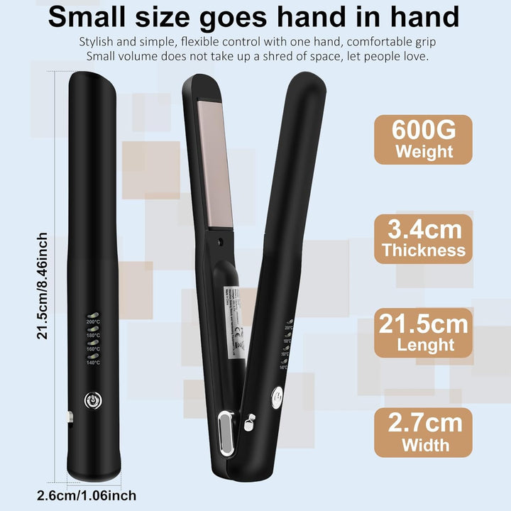 2 in 1 Glätteisen Kabellos und Lockenstab, Keramik Haarglätter zum Locken und Glätten, Mini Tragbare