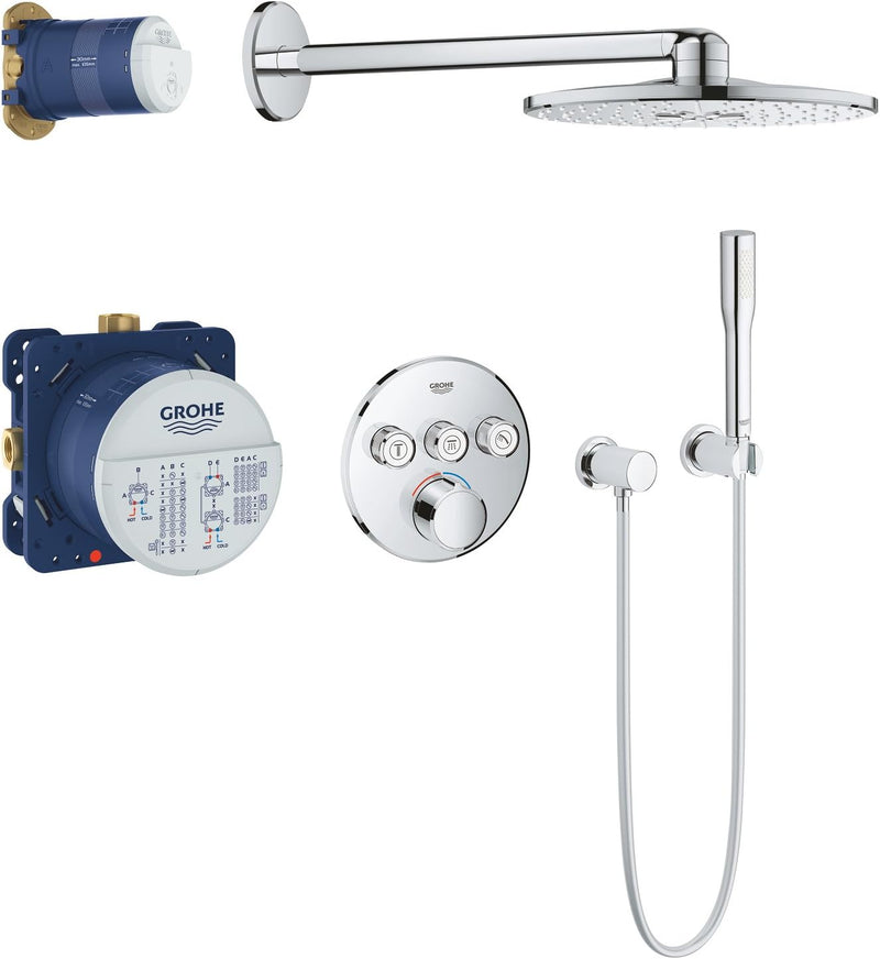 GROHE SmartControl Mixer - Duschsystem mit Mischer und Rainshower (Unterputzmischer mit 3 Absperrven