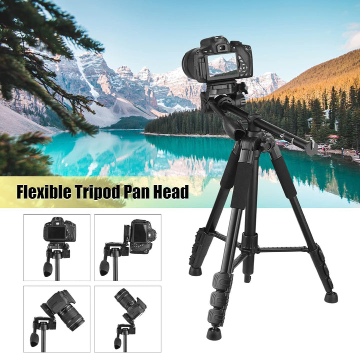 Andoer 157cm Stativ, Kamerastativ mit 90 Grad Mittelsäulen, Aluminium Fotostativ mit Einbeinsativ, 3