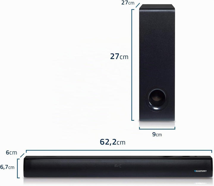 Blaupunkt LS 1825 Soundbar mit Subwoofer 2.1, 60 Watt RMS, kabelloses Bluetooth-Gerät für Streaming,