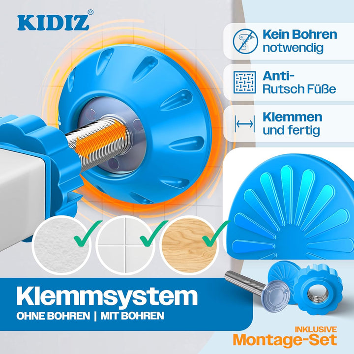 KIDIZ® Türschutzgitter Absperrgitter Treppengitter Kindergitter | mit Türe für Hunde und Katzen, Hau