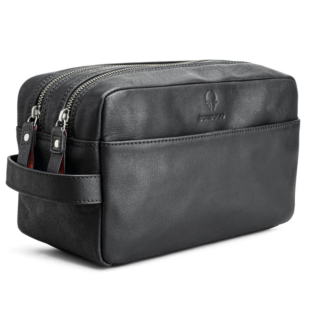 DONBOLSO Kulturbeutel Stockholm - Damen und Herren Kulturtasche aus Leder - Premium Kosmetiktasche f