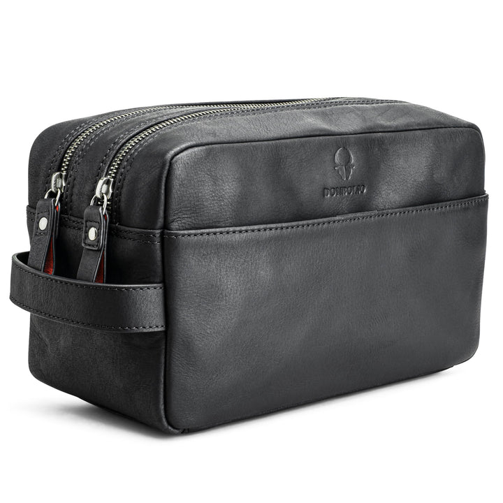 DONBOLSO Kulturbeutel Stockholm - Damen und Herren Kulturtasche aus Leder - Premium Kosmetiktasche f