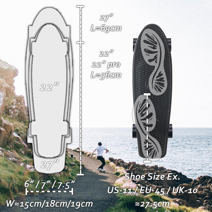 KMX 22 und 27 Zoll Classic Mini Cruiser Skateboard für Kinder, Schüler, Erwachsene, Anfänger & Pro.