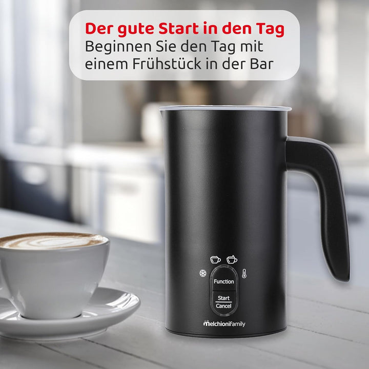 Melchioni Family Milky, elektrischer Milchaufschäumer, Fassungsvermögen 300 ml, 4 in 1, automatische