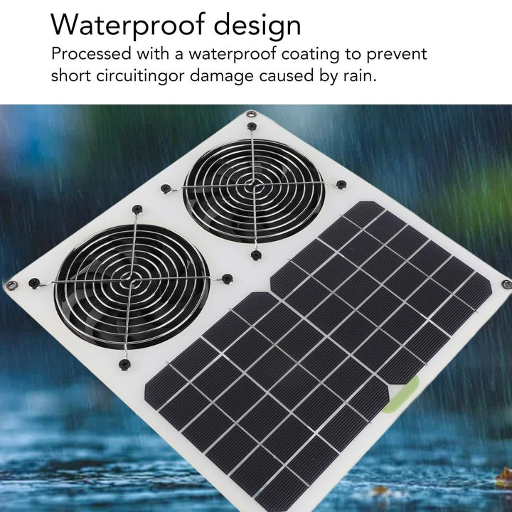 Solarlüfter 12 Zoll, Dual Lüfter 100W, Solar Abgasventilator für Hühnerstall Gewächshaus mit Monokri