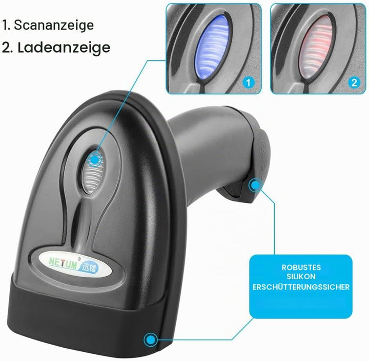 NETUM Wireless Barcode Scanner 2 in 1 2.4G Wireless & USB Wired 1D Laser Barcode Reader Handheld Bar