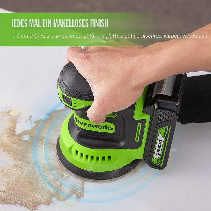 Greenworks 24V Exzenterschleifer, 5" Zufallsschleifer mit variabler Geschwindigkeit, nur Werkzeug