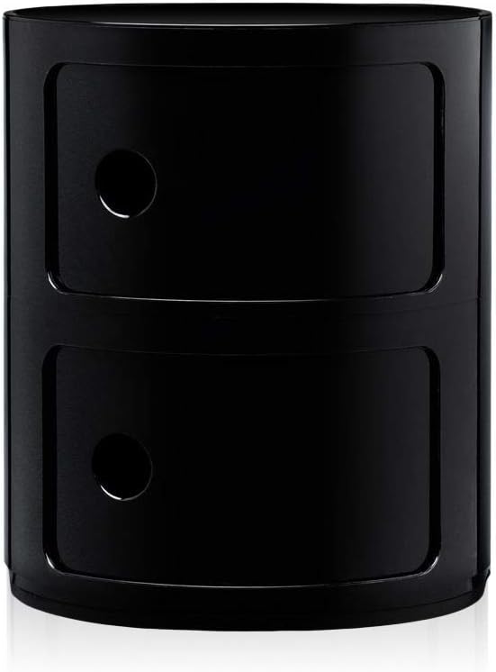 Kartell Componibili, 2 Elements, Schwarz, Runde Basis 2-fächer Schwarz, 2-fächer Schwarz