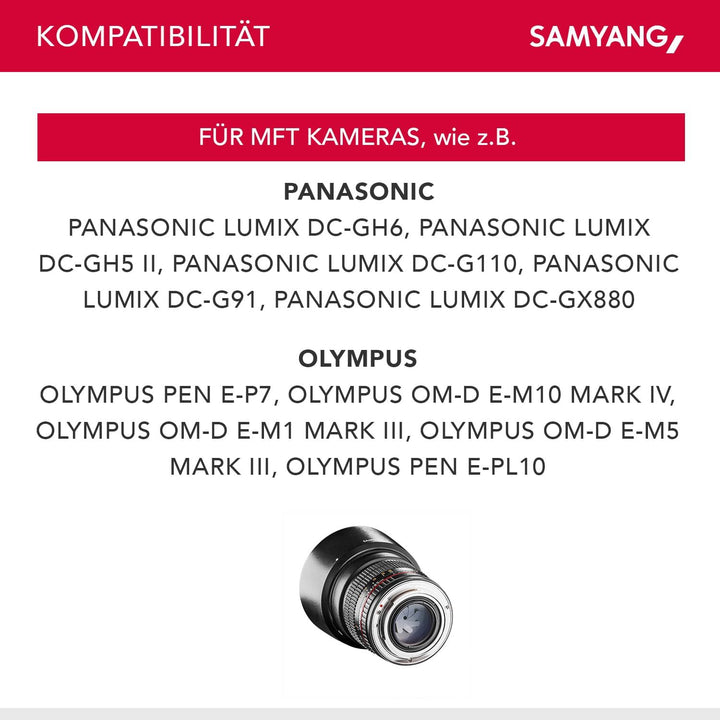 Samyang MF 7,5mm F3,5 Fisheye MFT schwarz - APS-C Sensor, 180° Bildwinkel, ideal für Reportage & eng