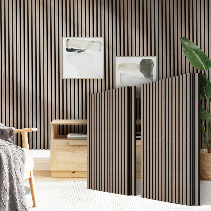 JAMELO Akustikpaneele Holz Furnier | 2,88m² - 120cm x 240cm* Set - (Set = 4 Stück 120cm x 60cm) | Fa