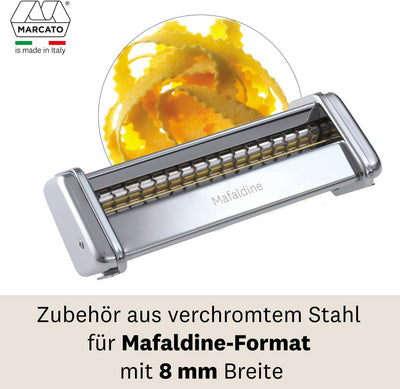 Capellini-Aufsatz aus Edelstahl für die Nudelmaschine Atlas 150 von Marcato, Legierung, Mafaldine, M