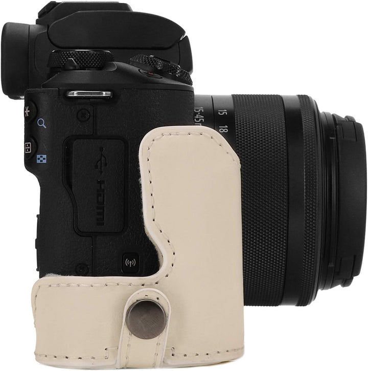 MegaGear Canon EOS M50 (15-45mm) Ever Ready Leder Kamera-Case mit Trageriemen - Weiss, Weiss