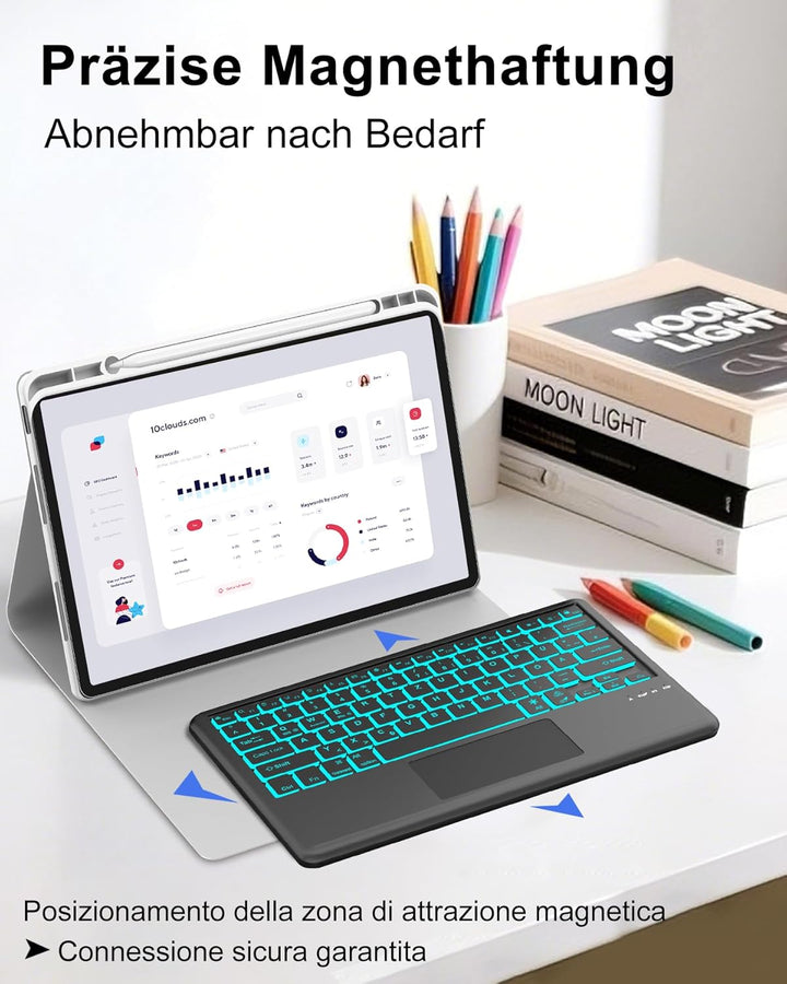 Hülle mit 7-Farben-Beleuchtung und Touchpad Tastatur für Xiaomi Redmi Pad Pro 12,1" (2024) & Poco Pa