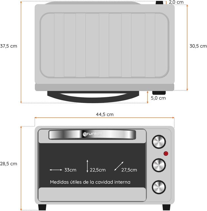 HORNO SOBREMESA GRUNKEL HR-23SILVER 23/L. Mediano Silber, Mediano Silber