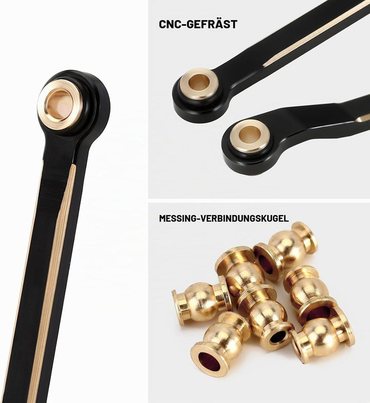 INJORA Schwarzbeschichtung Messing High Clearance Links Set für TRX4M High Trail K10 1/18 RC Crawler