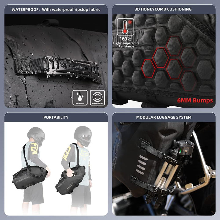 Rhinowalk Motorrad-Satteltaschen Gepäckträgertasche wasserdichte Anti-Vibrations-Motorseitentaschen