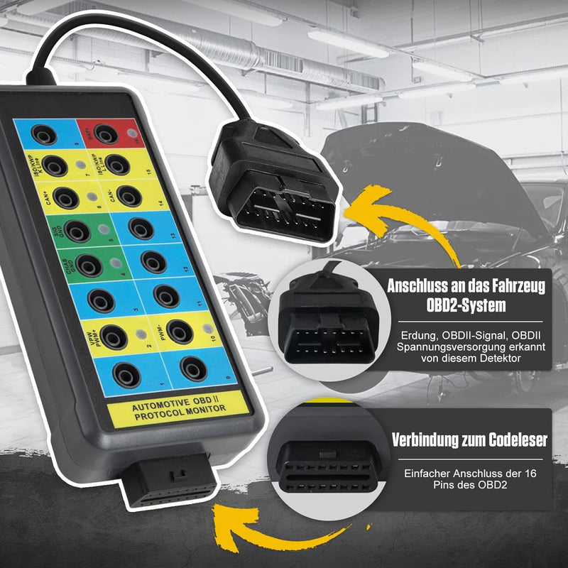 KAISAL OBD2 Breakout Box obd2 Diagnosegerät 16 Pin OBDII Protokoll Detektor Diagnosewerkzeug für Kom