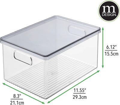 mDesign 4er-Set Kühlschrankbox – Kühlschrank Vorratsdose mit Griffen und abnehmbarem Deckel – lebens