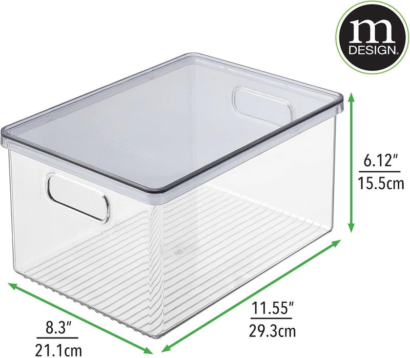 mDesign 4er-Set Kühlschrankbox – Kühlschrank Vorratsdose mit Griffen und abnehmbarem Deckel – lebens