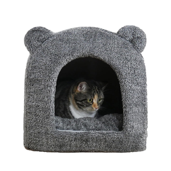 Rosewood 03081 superweiches Teddybär-Katzenbett in Luxusausführung, 38 x 38 cm, grau, grau