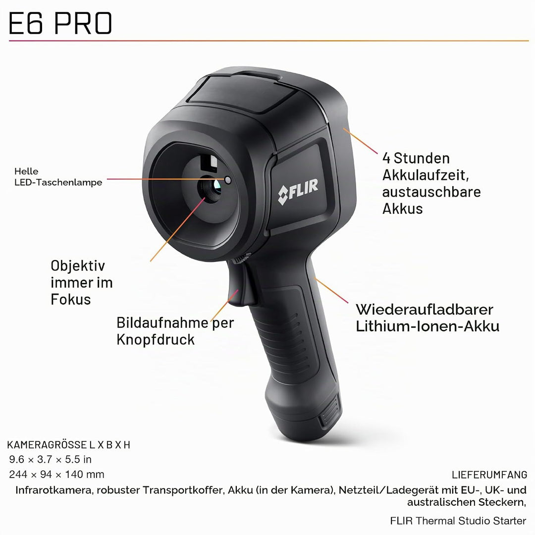 FLIR E6 Pro: Infrared Camera with 240x180 IR Resolution and Ignite Cloud