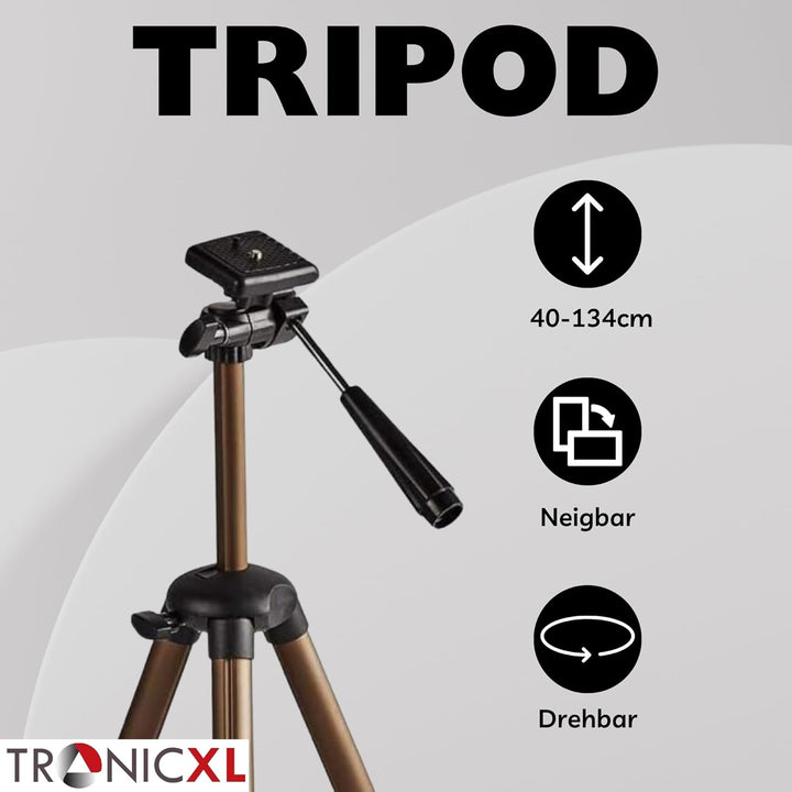 TronicXL 134cm Stativ Tripod Kamerastativ kompatibel mit DJI Osmo GoPro Hero Hero+ 3 4 5 6 7 8 9 10
