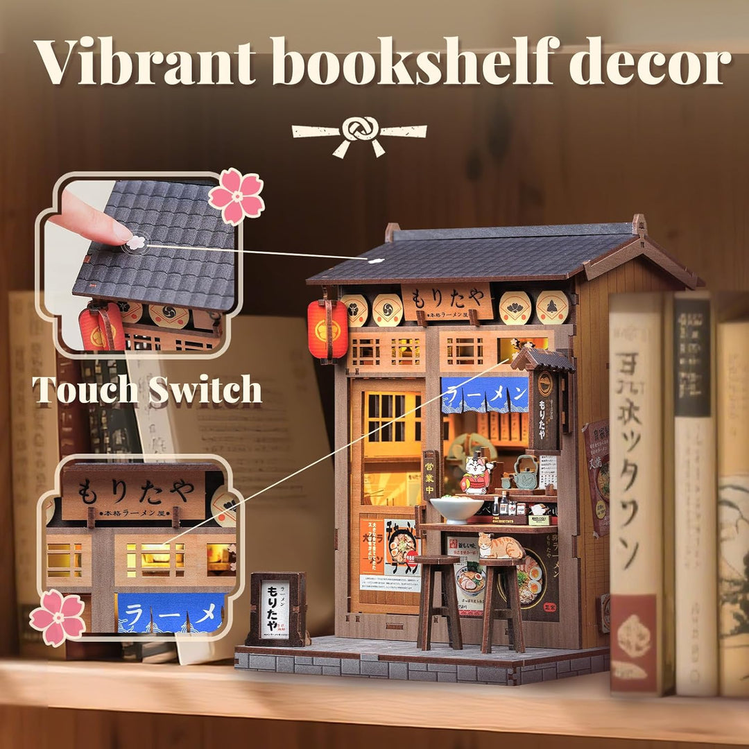 CUTEBEE Book Nook Kit - DIY Puppenhaus Miniatur Haus Selber Bauen mit Staubschutzhülle & LED-Licht |