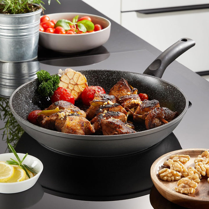 STONELINE Ceramic Bratpfanne mit Deckel 24 cm Keramikpfanne Induktion Antihaft Pfanne Keramikbeschic