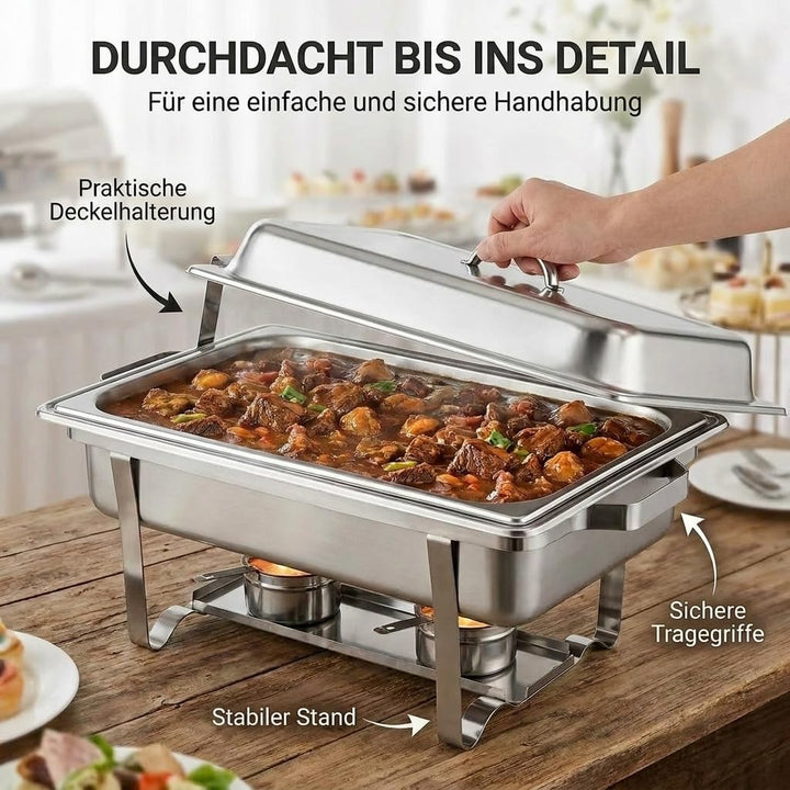 Speisewärmer Chafing-Dish 1X 1/1 GN 65 mm aus Edelstahl Warmhaltebehälter Essen Wärmebehälter für Sp