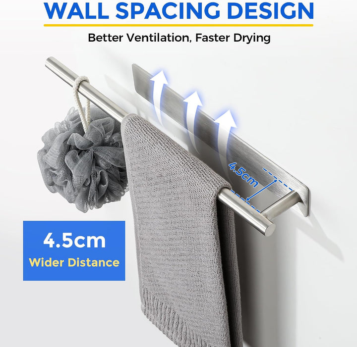 SAYAYO Handtuchhalter Ohne Bohren Gebürstet 40cm Handtuchstange Edelstahl | Handtuchstange Ohne Bohr