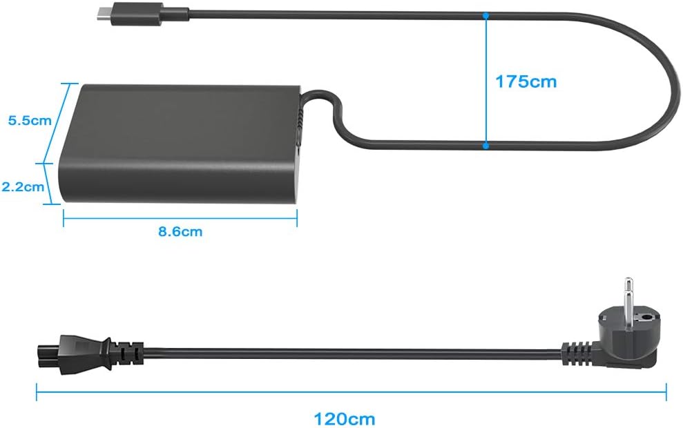 QYD 45W USB Type-C PD Netzteil Notebook Ladegerät für Dell XPS 12 9250 XPS 13 9360 9370 Inspiron 14