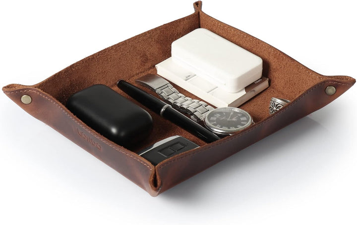 Londo Echtleder Leder Taschenleerer - Vide Poche - Ledertablett Organizer, Praktische Aufbewahrungsb
