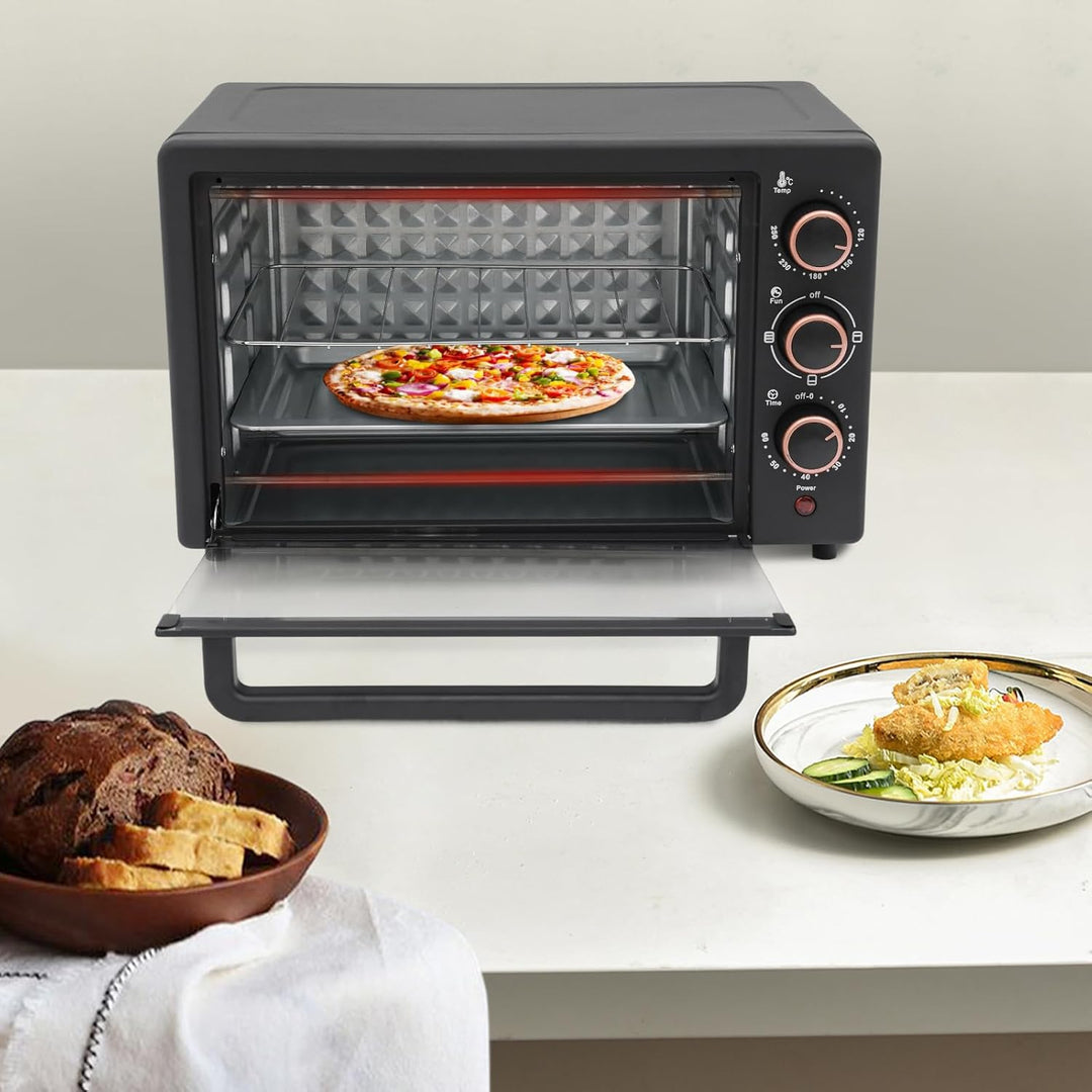 Mini Backofen 22 L, PizzaOfen 1000W, 4 Heizungsrohr Gleichmässig & Schnelle Heizung, Minibackofen mi